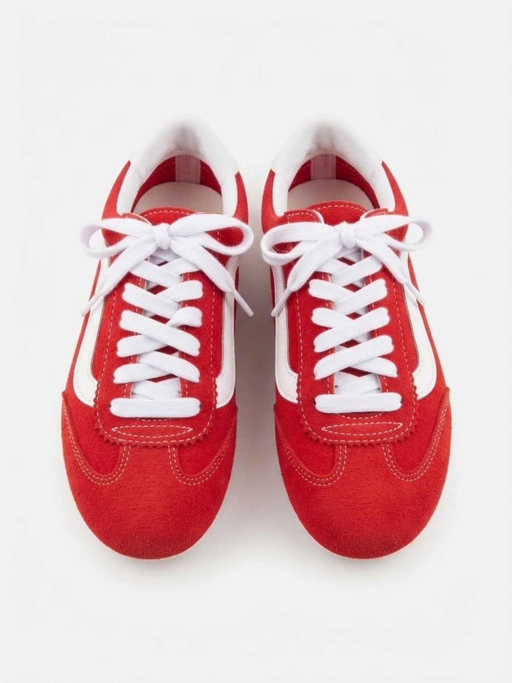 Vans Red and White Low-Top Suede Sneakers
